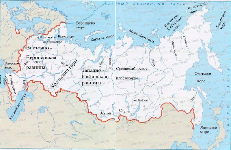 подпиши на контурной карте моря и озера России